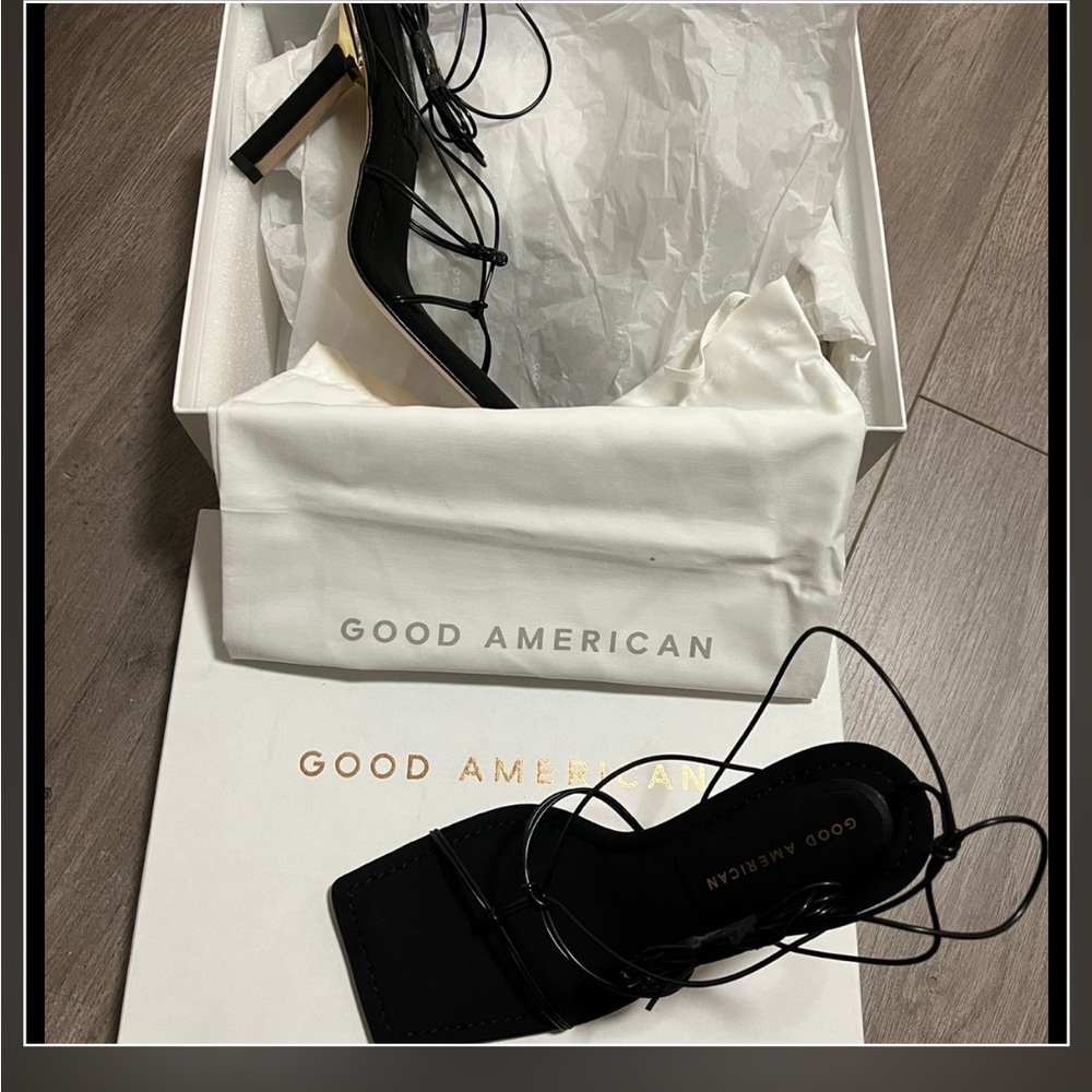 Good American (Size 7) Strappy Neoprene Heels MRSP$195+